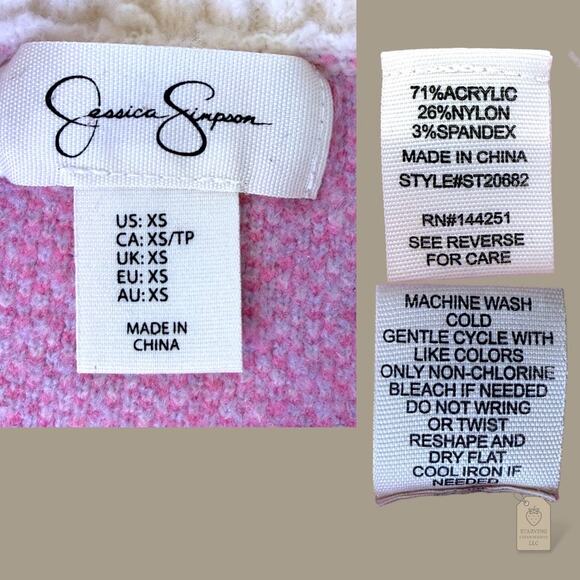 Jessica Simpson Pink & Lavender Plaid Cropped Sweater Women’s XS - Picture 6 of 7